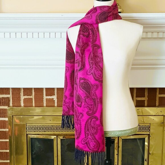 Manhattan Scarf Co Paisley Scarf 67" x 12" Rectangle Fringe Cashmere Feel Shawl - Picture 1 of 5